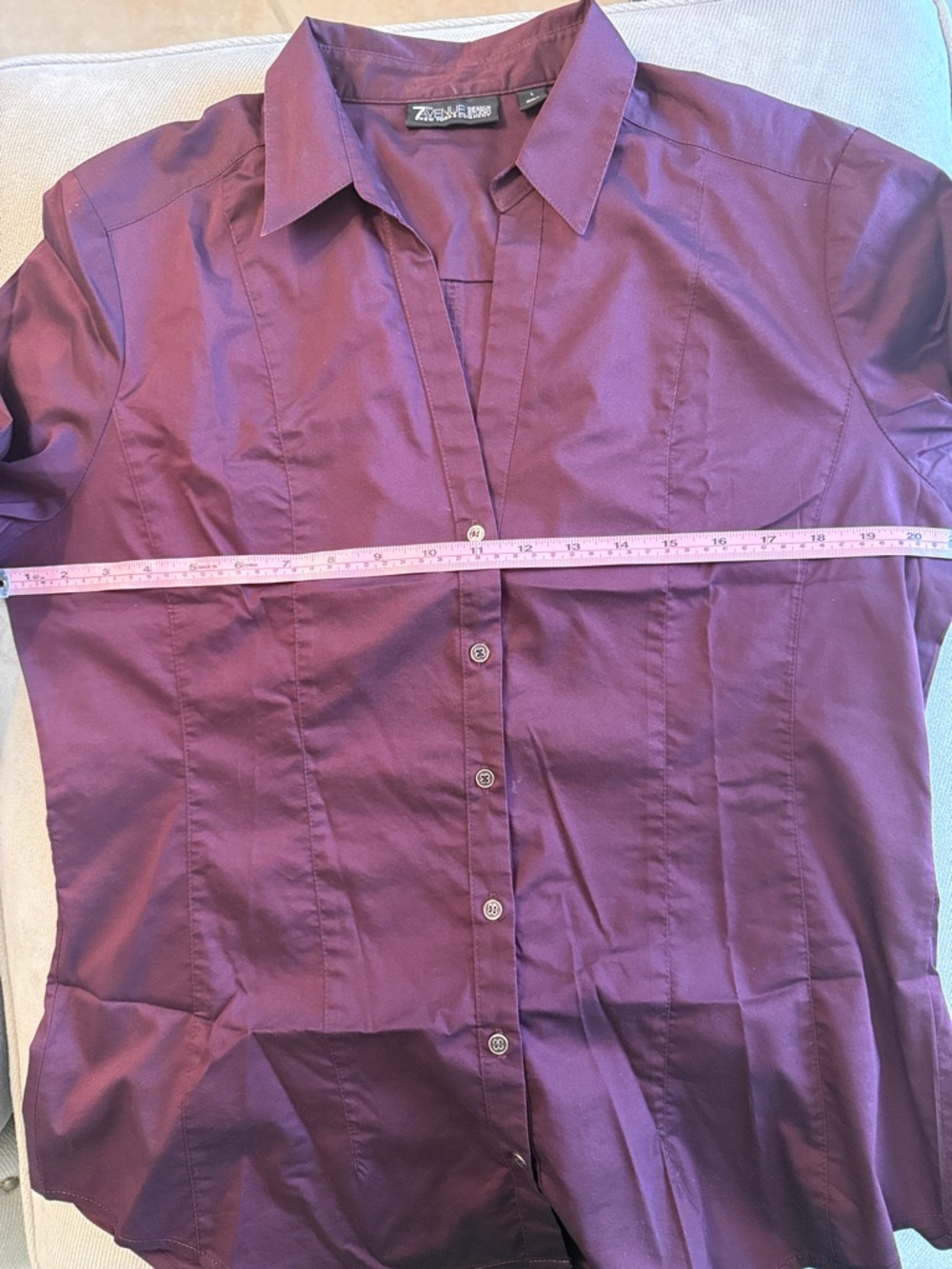 New York & Company 7th Avenue Button-Up Dress Shirt in Deep Plum Size L - Picture 5 of 7